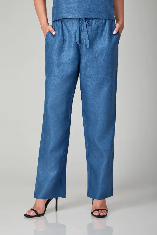 Hemp Oriental Blue Pants Casual Yoga Pants