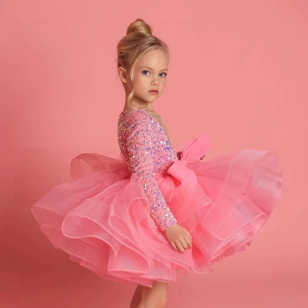 Pink Glitter Illusion Lush Girl Party Dresses Layers Puffy Girl Princess Dress Shiny luxurious Birthday First Communion Dresses Tunics Yoga stretchy Pink Glitter Illusion Lush Girl Party Dresses Layers Puffy Girl Princess Dress Shiny luxurious Birthday First Communion Dresses Tunics Yoga stretchy
