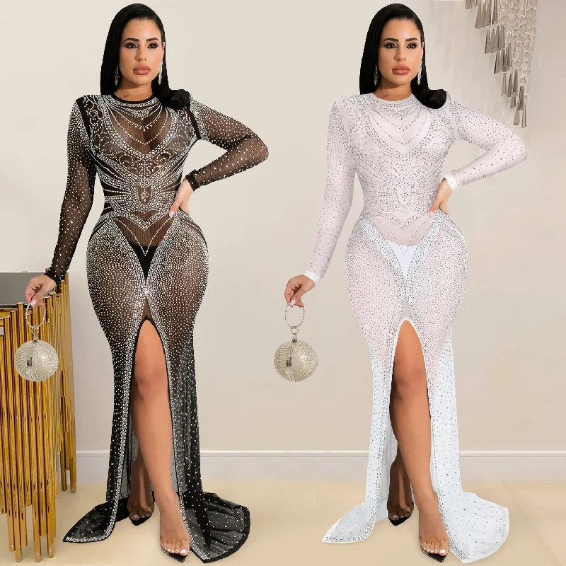 BH609 women fashion slit party dress rhinestone latin dance dress Tunics Occasion special BH609 women fashion slit party dress rhinestone latin dance dress Tunics Occasion special