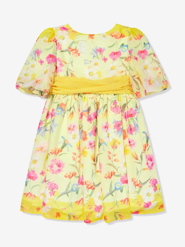 Patachou Girls Floral Party Dress in Yellow Off-the-shoulder Bohemian Festive