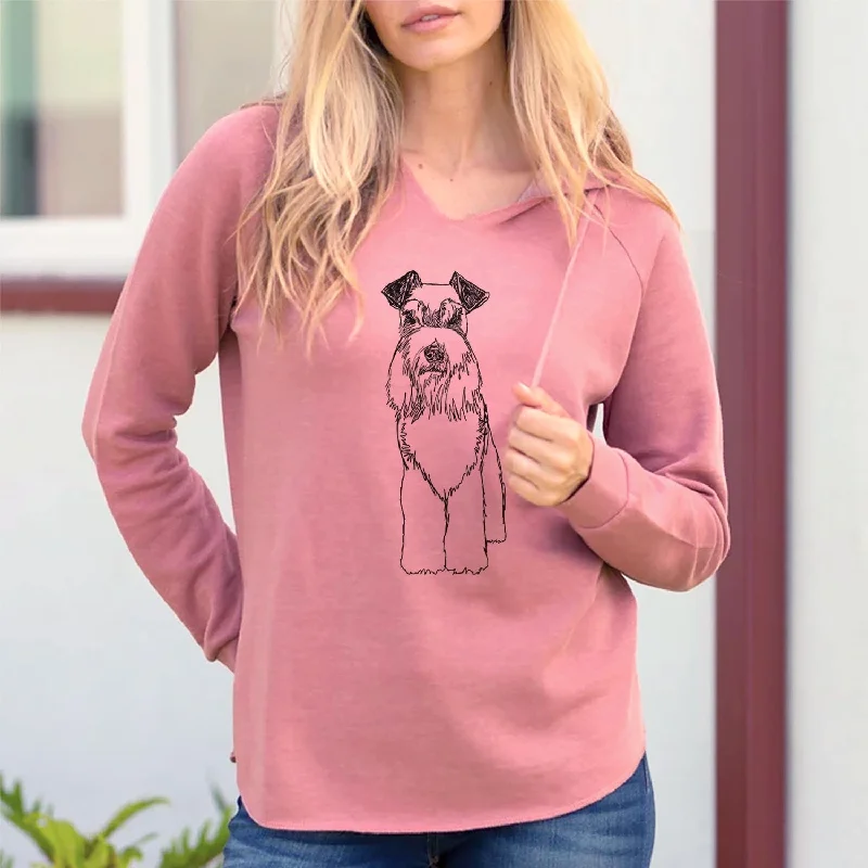 Doodled Wilco the Standard Schnauzer - Cali Wave Hooded Sweatshirt Hoodie with Thumb Holes Functional Cozy Doodled Wilco the Standard Schnauzer - Cali Wave Hooded Sweatshirt Hoodie with Thumb Holes Functional Cozy