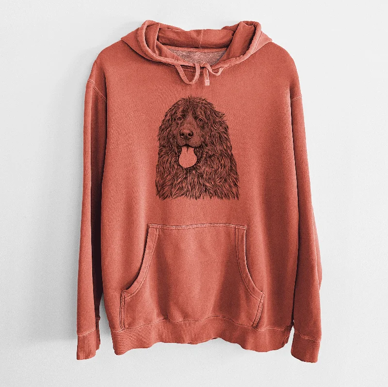 Bare Neptune the Newfoundland - Unisex Pigment Dyed Hoodie Hoodie with Hem Applique Textured Unique Bare Neptune the Newfoundland - Unisex Pigment Dyed Hoodie Hoodie with Hem Applique Textured Unique