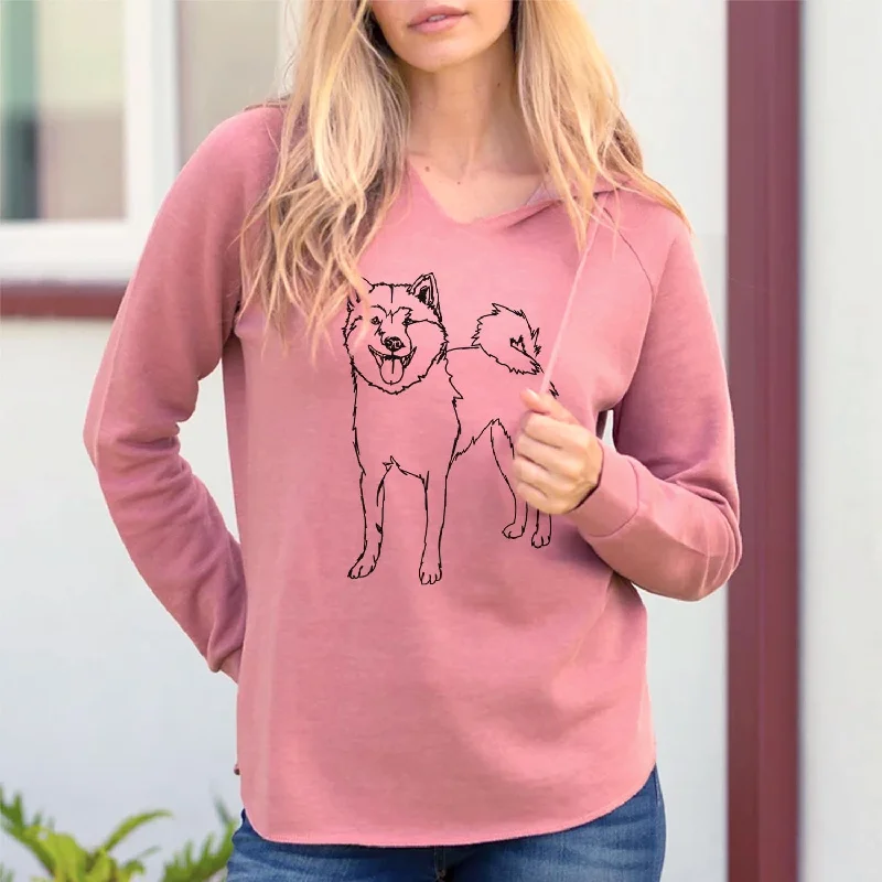 Doodled Rin the Shiba Inu - Cali Wave Hooded Sweatshirt Hoodie with Color Block Contrast Stylish Doodled Rin the Shiba Inu - Cali Wave Hooded Sweatshirt Hoodie with Color Block Contrast Stylish