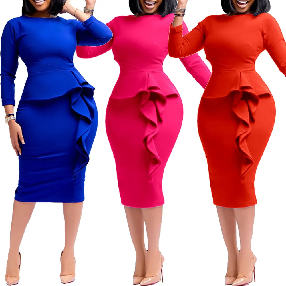 2022 New Arrivals Women African Church Party Dresses Elegant Fashion Long Sleeve Ruffles Knee Length Midi Bodycon Pencil Dress Tunics Sophisticated sleek 2022 New Arrivals Women African Church Party Dresses Elegant Fashion Long Sleeve Ruffles Knee Length Midi Bodycon Pencil Dress Tunics Sophisticated sleek