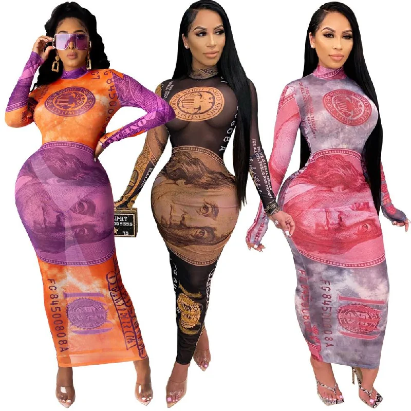 Print Sexy Mesh Long Sleeve Party Dress Women See Through Clubwear Skinny Autumn Bodycon Maxi Dresses Slim Turtleneck Tunics Cozy comfortable Print Sexy Mesh Long Sleeve Party Dress Women See Through Clubwear Skinny Autumn Bodycon Maxi Dresses Slim Turtleneck Tunics Cozy comfortable