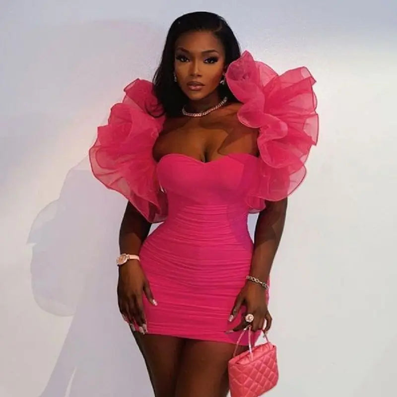 Sweetheart Rose Pink Bodycon Dress Mini Length Elastic Satin Party Dresses Ruffled Bundage Sexy Cockatil Gown Sleeveless Tunics Practical durable Sweetheart Rose Pink Bodycon Dress Mini Length Elastic Satin Party Dresses Ruffled Bundage Sexy Cockatil Gown Sleeveless Tunics Practical durable