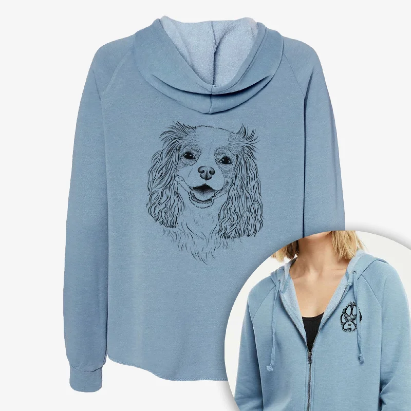 Halley Comet the Cavalier King Charles Spaniel - Women's Cali Wave Zip-Up Sweatshirt Hoodie with Double Zipper Versatile Adjustable Halley Comet the Cavalier King Charles Spaniel - Women's Cali Wave Zip-Up Sweatshirt Hoodie with Double Zipper Versatile Adjustable