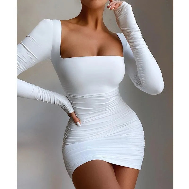 Autumn Winter Bandage Dress Women Square Collar Sexy Dress Long Sleeve Slim Elastic Bodycon Party Dresses Vestidos 2022 Tunics Sale discount Autumn Winter Bandage Dress Women Square Collar Sexy Dress Long Sleeve Slim Elastic Bodycon Party Dresses Vestidos 2022 Tunics Sale discount