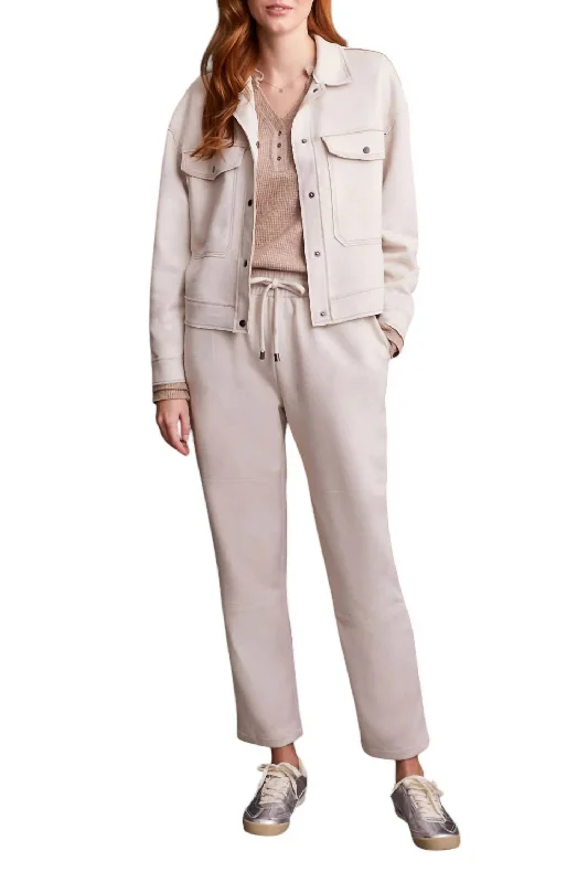Suede Pants In Eggshell Casual Track Pants