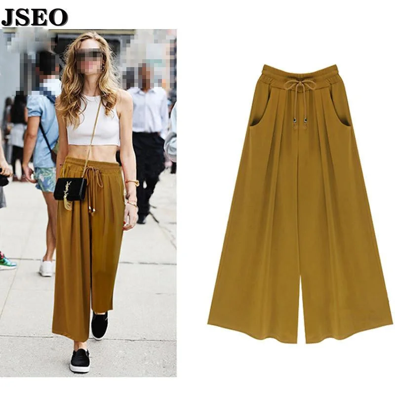 Women's Summer Harem Pants Casual Loose Cotton Blended Pleated Pockets Solid Elastic Waist Wide Leg Pants Plus Size Cozy Lounge Pants