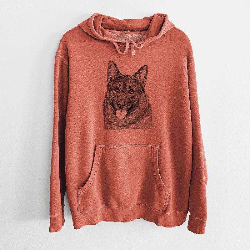 Bare Kasia the Norwegian Elkhound - Unisex Pigment Dyed Hoodie Hoodie with Back Slit Movement Comfort Bare Kasia the Norwegian Elkhound - Unisex Pigment Dyed Hoodie Hoodie with Back Slit Movement Comfort