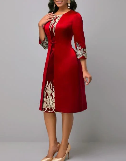 Women's Elegant Dress 2023 New Lace Stitching Dress Commuting Slim Party Dress Mesh Stitching Three-Quarter Sleeve Formal Dress Tunics Polka dots Women's Elegant Dress 2023 New Lace Stitching Dress Commuting Slim Party Dress Mesh Stitching Three-Quarter Sleeve Formal Dress Tunics Polka dots