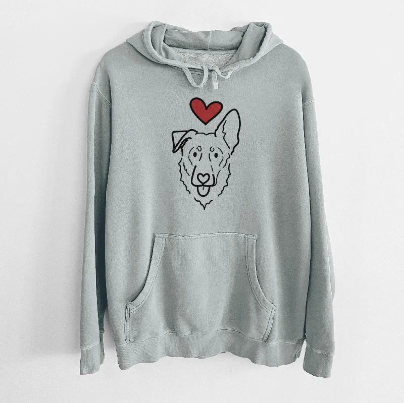 Love Always Shepherd Mix - Bodhi - Unisex Pigment Dyed Hoodie Hoodie with Hem Raw Edge Edgy Unfinished Love Always Shepherd Mix - Bodhi - Unisex Pigment Dyed Hoodie Hoodie with Hem Raw Edge Edgy Unfinished