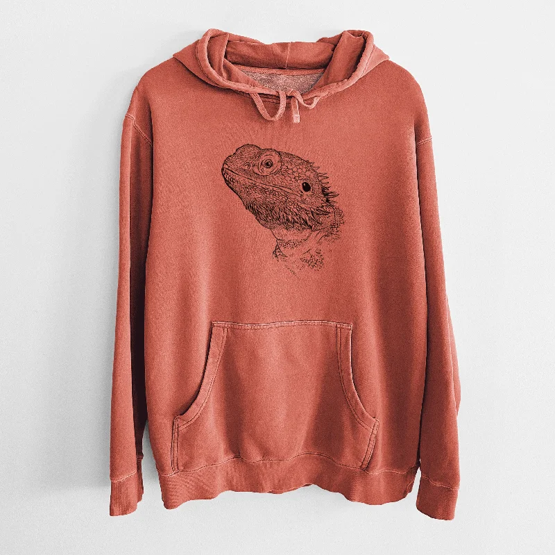 Bare Ash the Bearded Dragon - Unisex Pigment Dyed Hoodie Hoodie with Color Block Contrast Stylish Bare Ash the Bearded Dragon - Unisex Pigment Dyed Hoodie Hoodie with Color Block Contrast Stylish