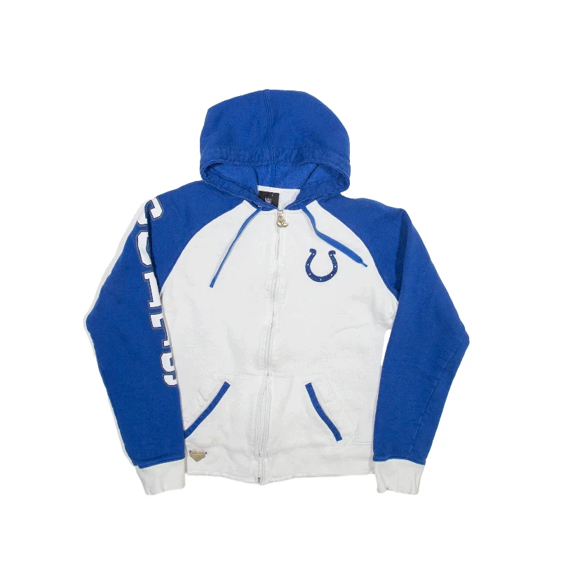 NFL REEBOK Indianapolis Colts USA Hoodie Blue Full Zip Womens M Hoodie with Reflective Safety Nightwear