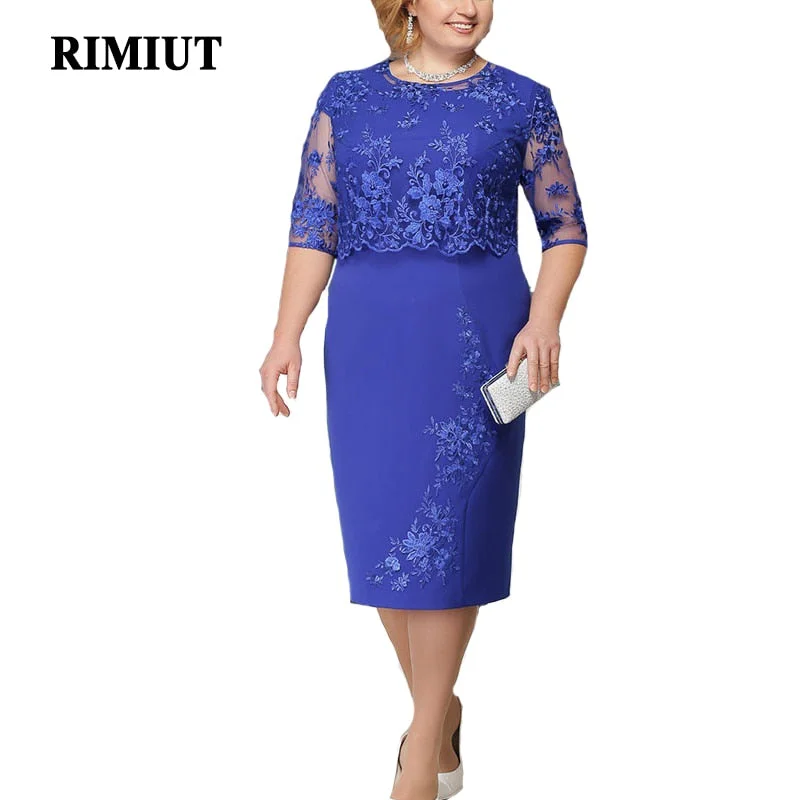 Elegant Lace Female Large Size Evening Party Dresses Bodycon Fitted Nightout