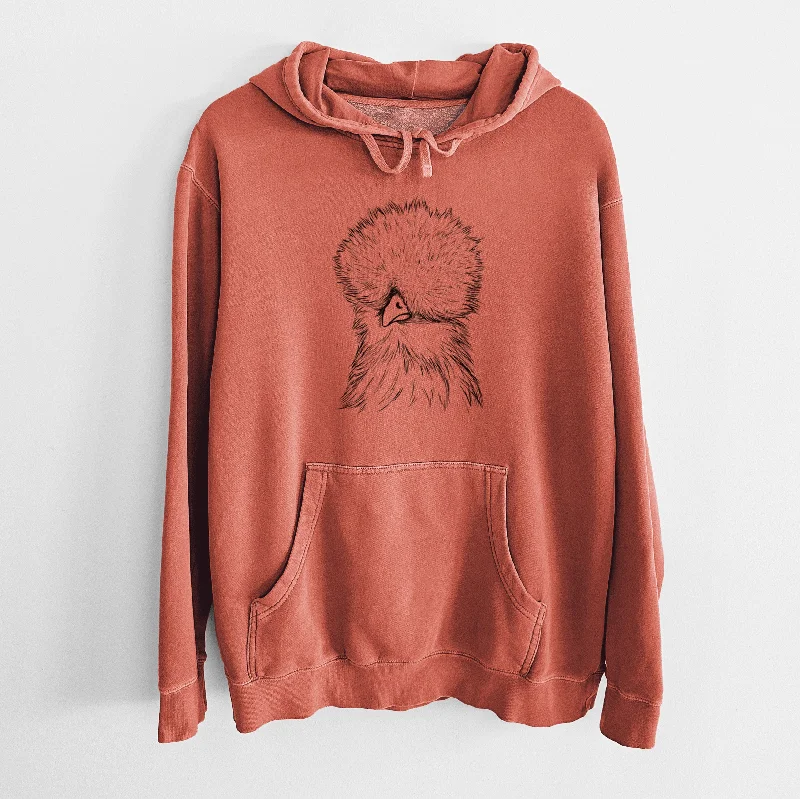 Bare Sally the Silkie Chicken - Unisex Pigment Dyed Hoodie Hoodie with High-Low Hem Asymmetrical Trendy Bare Sally the Silkie Chicken - Unisex Pigment Dyed Hoodie Hoodie with High-Low Hem Asymmetrical Trendy