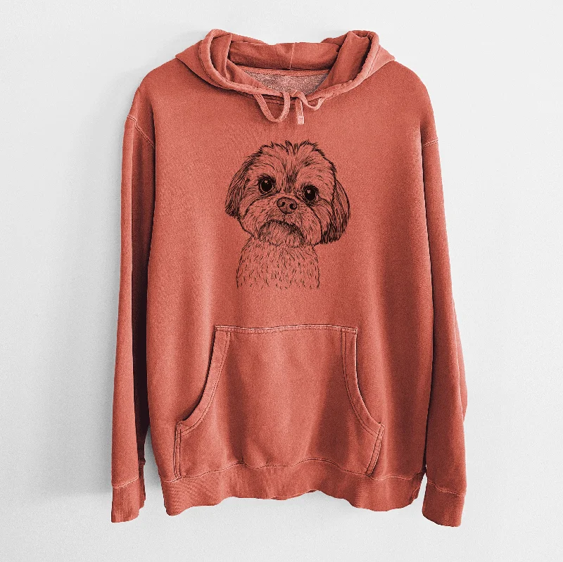 Bare Lucy the Shorkie - Unisex Pigment Dyed Hoodie Hoodie with Raglan Sleeves Sporty Comfortable Bare Lucy the Shorkie - Unisex Pigment Dyed Hoodie Hoodie with Raglan Sleeves Sporty Comfortable