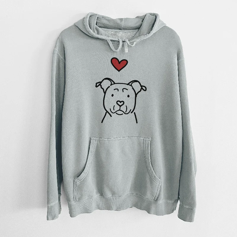 Love Always American Staffordshire Terrier - Unisex Pigment Dyed Hoodie Hoodie with Emblem Brand Identity Love Always American Staffordshire Terrier - Unisex Pigment Dyed Hoodie Hoodie with Emblem Brand Identity