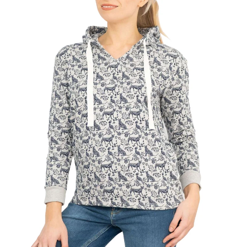 Boden Grey Jersey Animal Print Hoodie Long Sleeve Tops Hoodie with Rhinestones Sparkly Elegant Boden Grey Jersey Animal Print Hoodie Long Sleeve Tops Hoodie with Rhinestones Sparkly Elegant