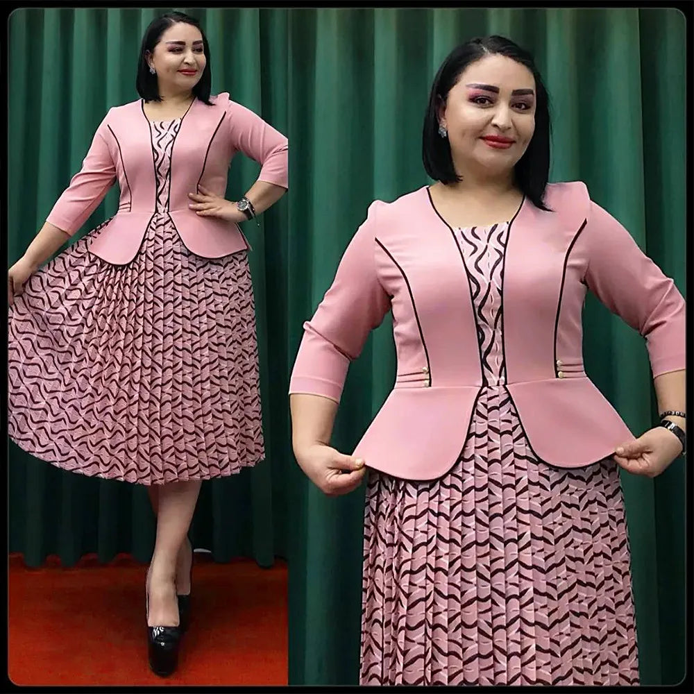L-3XL African Dresses for Women Spring Autumn African 3/4 Sleeve Polyester Printing Pink Black White Party Dress African Clothes Tunics Essential wardrobe L-3XL African Dresses for Women Spring Autumn African 3/4 Sleeve Polyester Printing Pink Black White Party Dress African Clothes Tunics Essential wardrobe