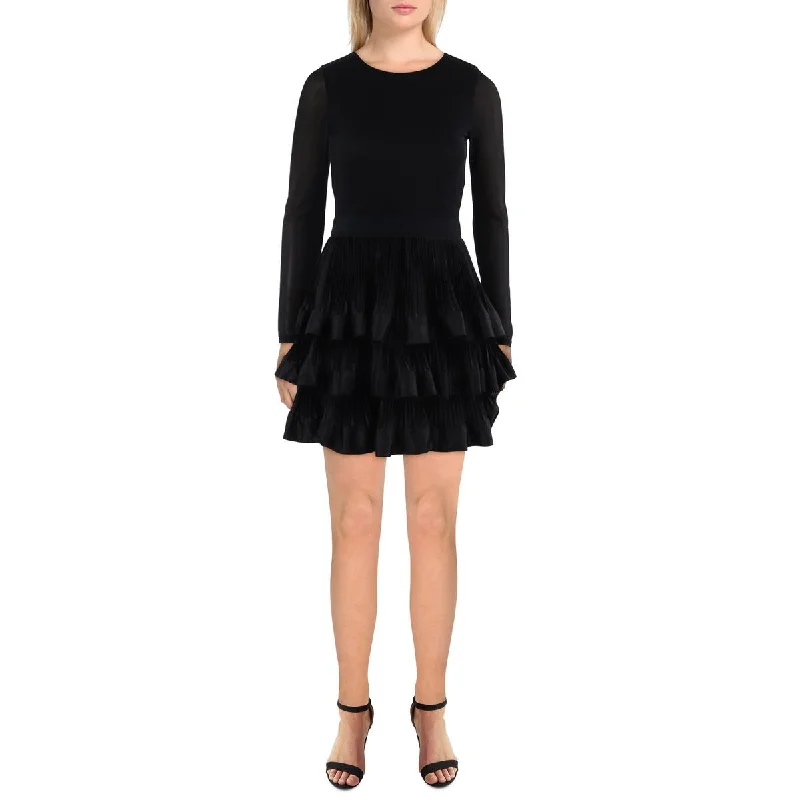 Chara Womens Shutter Pleat Tiered Cocktail And Party Dress Shift Classic Vintage