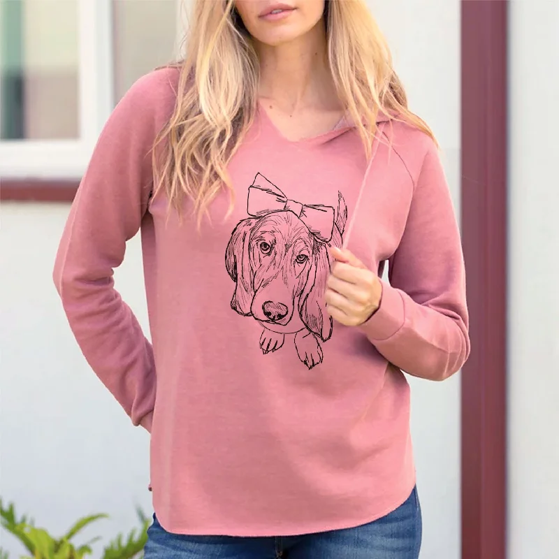 Doodled Daisy the Basset Hound - Cali Wave Hooded Sweatshirt Cotton Hoodie Fleece Lining Warmth Doodled Daisy the Basset Hound - Cali Wave Hooded Sweatshirt Cotton Hoodie Fleece Lining Warmth