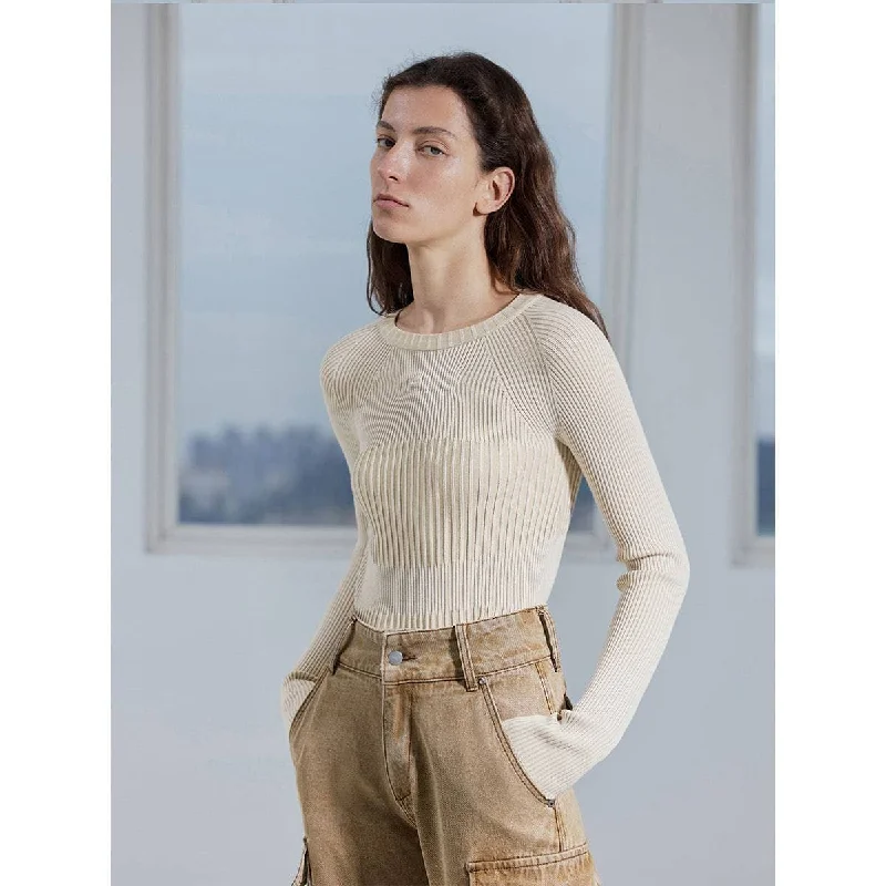 3D Ribbed Knit Sweater Iron Safe Non-Iron Wrinkle Free