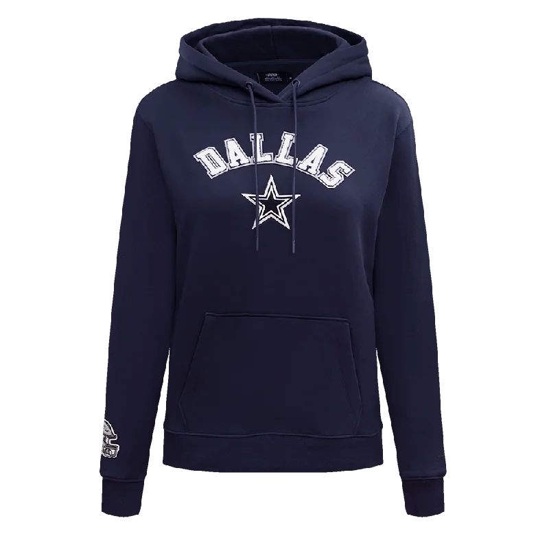 NFL DALLAS COWBOYS CLASSIC WOMEN'S PULLOVER HOODIE (MIDNIGHT NAVY) Ruffled Neck Pullover NFL DALLAS COWBOYS CLASSIC WOMEN'S PULLOVER HOODIE (MIDNIGHT NAVY) Ruffled Neck Pullover