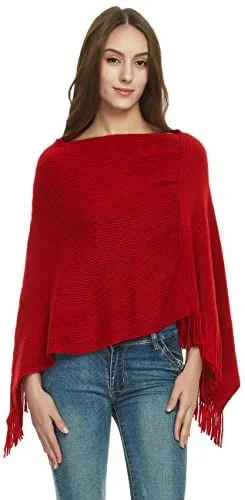 Women's Soft Knit Poncho Sweater Elegant Fringe Cape Shawl in Multi-Way Neck Style Chenille Blend Fleece Blend Nylon Blend Women's Soft Knit Poncho Sweater Elegant Fringe Cape Shawl in Multi-Way Neck Style Chenille Blend Fleece Blend Nylon Blend