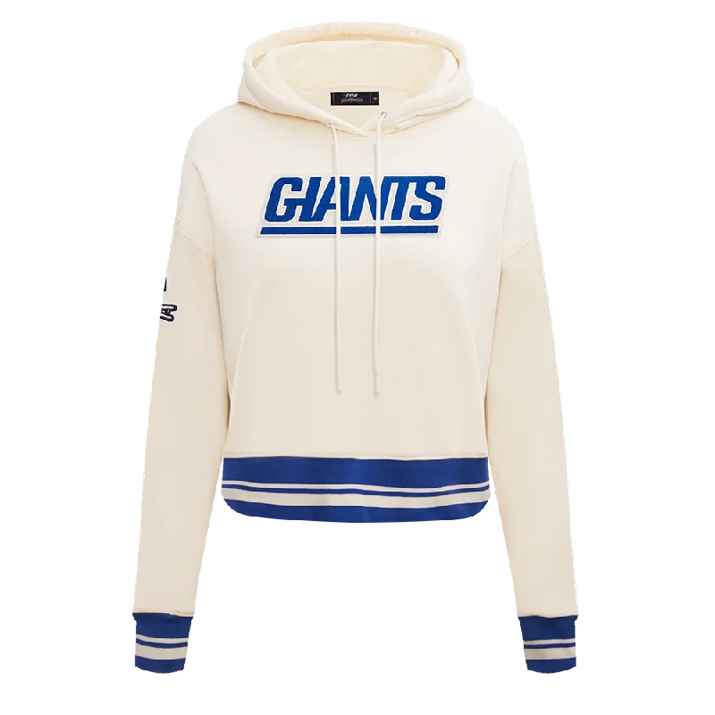 NFL NEW YORK GIANTS RETRO CLASSIC WOMEN'S RIB CROPPED PULLOVER HOODIE (EGGSHELL/DODGER BLUE) Bishop Sleeve Elegant NFL NEW YORK GIANTS RETRO CLASSIC WOMEN'S RIB CROPPED PULLOVER HOODIE (EGGSHELL/DODGER BLUE) Bishop Sleeve Elegant