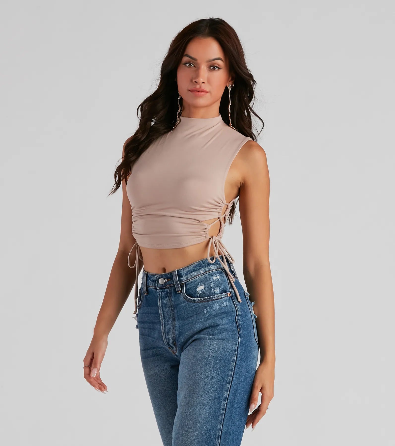 Love The Look Lace-Up Crop Top Plaid Crop Top Polka Dot Checkered