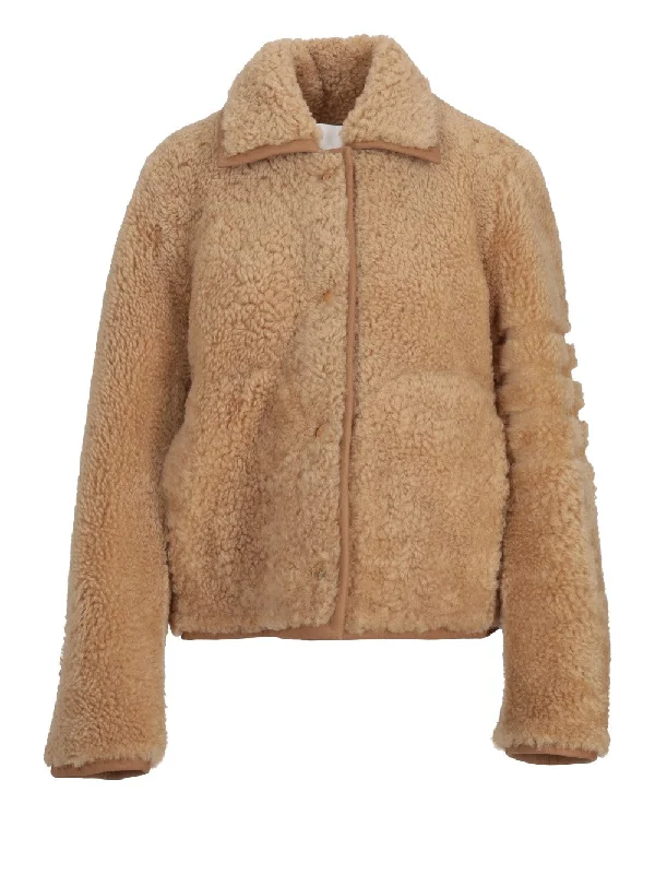BELL SLEEVE JACKET W/ SHAVED 4BAR IN SHEARLING Notch Collar Jacket Peter Pan Collar Jacket Cowl Neck Jacket BELL SLEEVE JACKET W/ SHAVED 4BAR IN SHEARLING Notch Collar Jacket Peter Pan Collar Jacket Cowl Neck Jacket