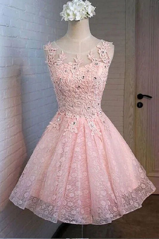 Charming Pink Short Lace Homecoming Dresses Graduation Dress Prom Dresses Party Gowns Charming Pink Short Lace Homecoming Dresses Graduation Dress Prom Dresses Party Gowns