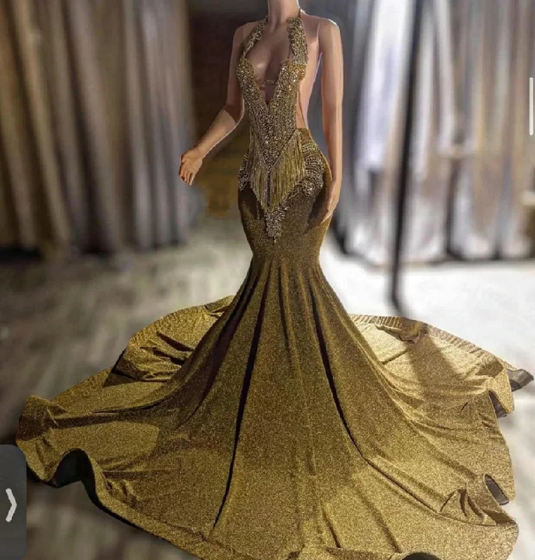 Sparkly Gold Diamonds Prom Dress Court Train Beads Crystals Rhinestones Wedding Reception Evening Gown Birthday Party Gown Sparkly Gold Diamonds Prom Dress Court Train Beads Crystals Rhinestones Wedding Reception Evening Gown Birthday Party Gown