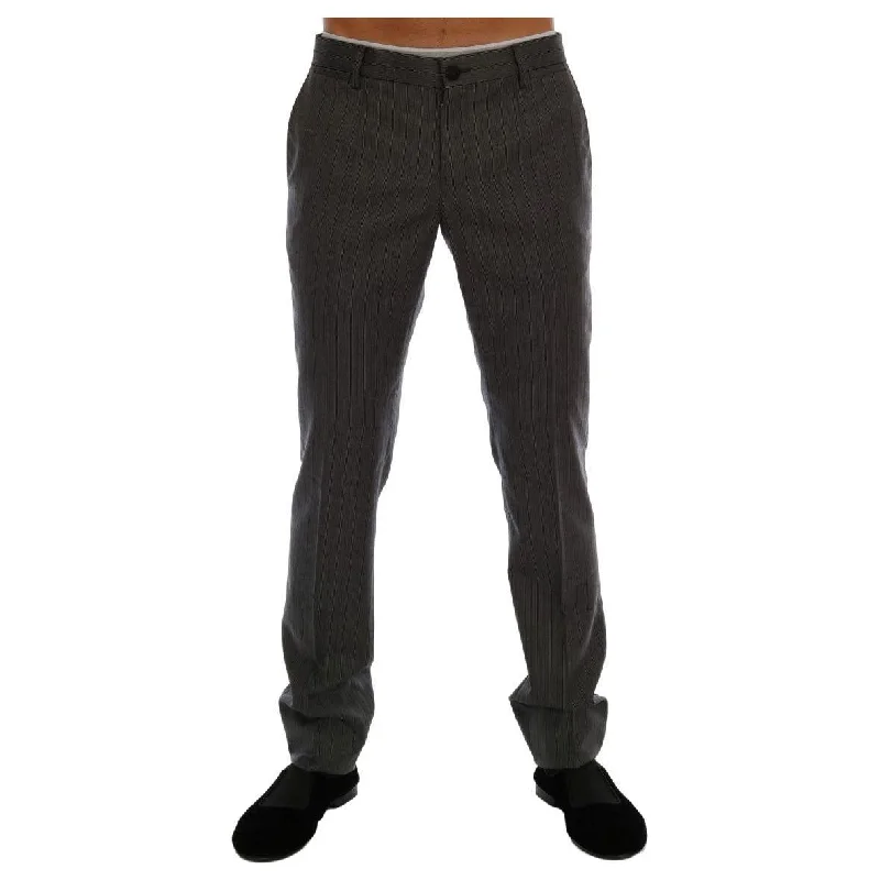 Dolce & Gabbana Elegant Gray Striped Wool Formal Trousers Trousers Essential Wardrobe Dolce & Gabbana Elegant Gray Striped Wool Formal Trousers Trousers Essential Wardrobe