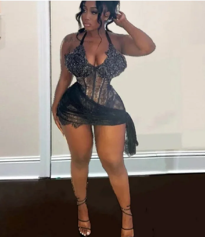 Sexy Lace Mini Prom Dresses For Women 2024 Halter Sleeveless Rhinestone Black Girls Short Birthday Dress Party Gowns Sexy Lace Mini Prom Dresses For Women 2024 Halter Sleeveless Rhinestone Black Girls Short Birthday Dress Party Gowns