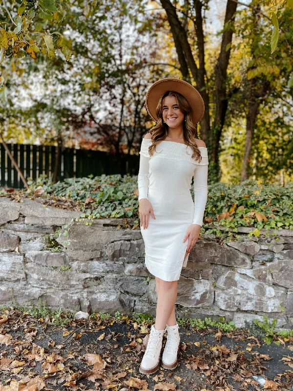 Nicolette Sweater Dress Ivory Modern Contemporary Chic