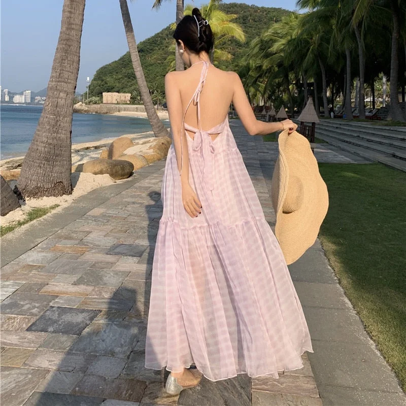 Summer Purple Maxi Halter Dress Women Long Elegant Flowy Casual Beach Dresses for Wedding Guest Bridesmaid Birthday Prom Summer Purple Maxi Halter Dress Women Long Elegant Flowy Casual Beach Dresses for Wedding Guest Bridesmaid Birthday Prom