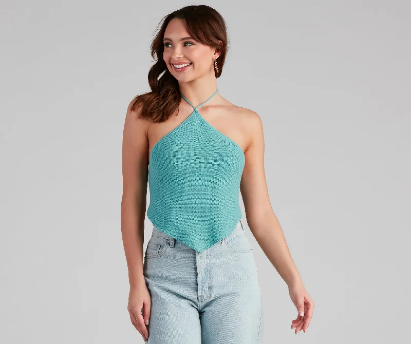 Summer Awaits Halter Crop Top Silk Blend Satin Velvet