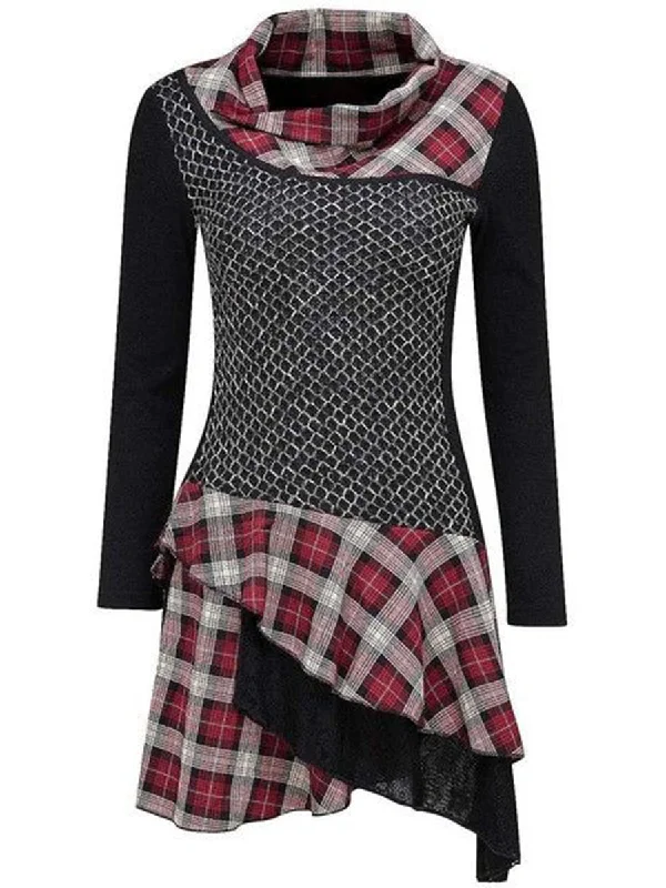 Plaid Printing Long Sleeves Dress