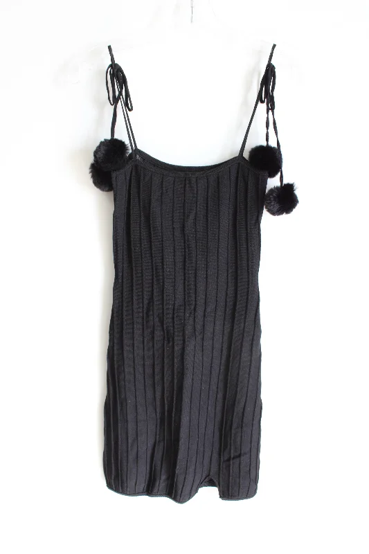 For Love & Lemons Knitz BonBon Black Knit Sweater Fitted Rib Dress | S Glossy Satin Silk For Love & Lemons Knitz BonBon Black Knit Sweater Fitted Rib Dress | S Glossy Satin Silk