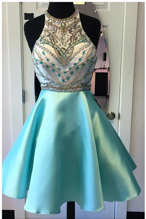 High Neck Turquoise Rhinestones Homecoming Dress Short Prom Dresses Graduation Gowns High Neck Turquoise Rhinestones Homecoming Dress Short Prom Dresses Graduation Gowns