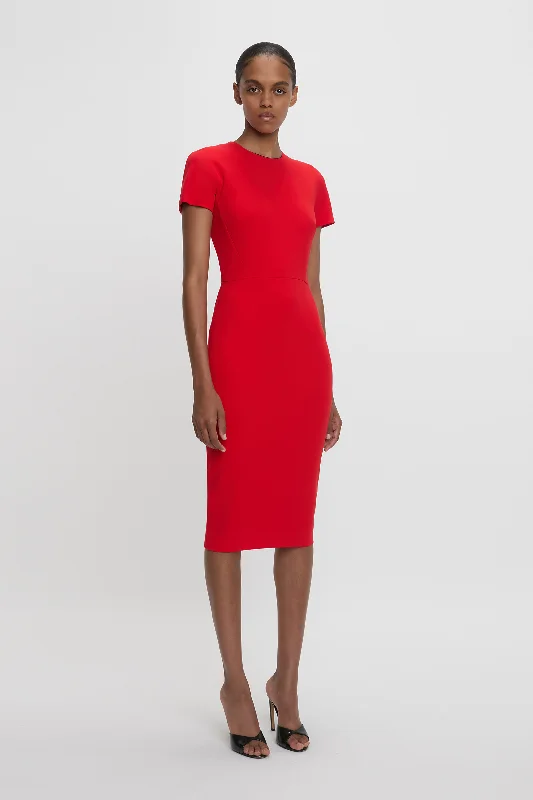 Fitted T-shirt Dress In Bright Red